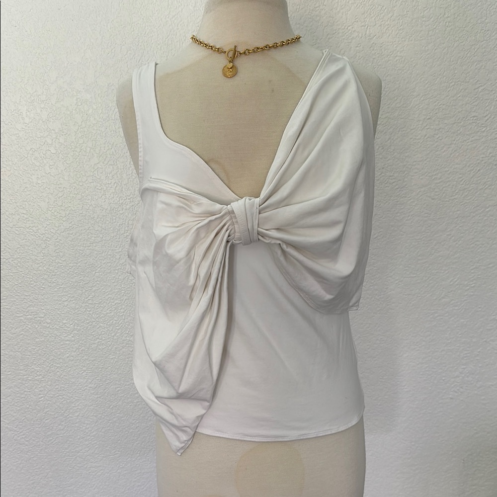 Free People White Bow Tank Top